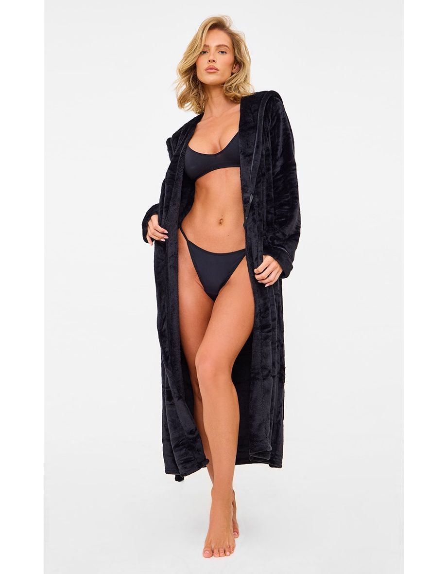 Black Fleece Maxi Dressing Gown