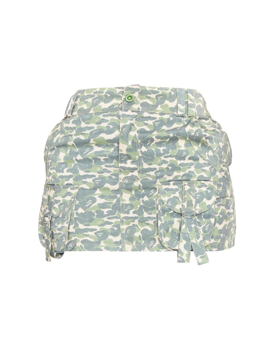 Shape Bright Green Pixel Camo Printed Pocket Mini Skirt - 5