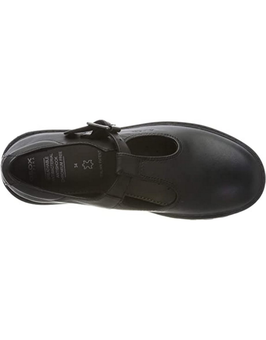 Geox Girls J Casey G. E Leather School Shoe - Black - 3