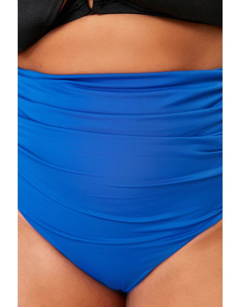 Navy Blue High Waist Corset Compression Bikini Bottom - 7