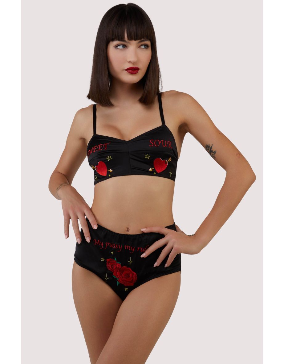Clara Black Sweet And Sour Retro Embroidery Bralette - 2