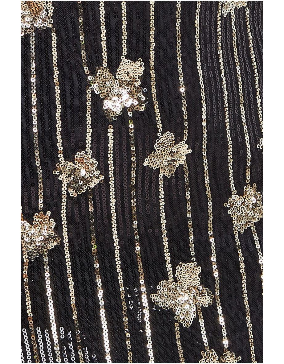 Goddiva Sequin And Feather Boobtube Midi - Black - 3