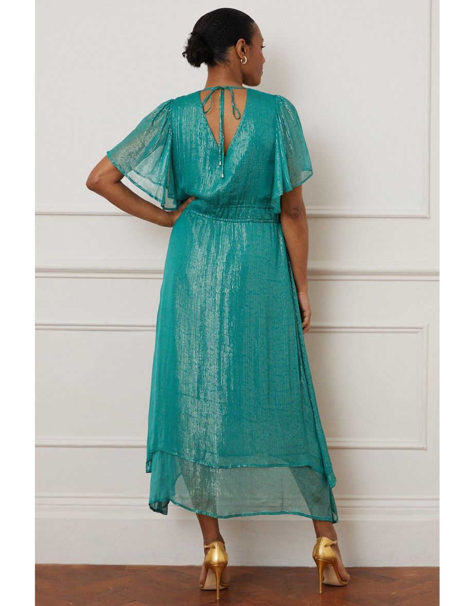 Glitter Stripe Ruffle Midi Dress - 2