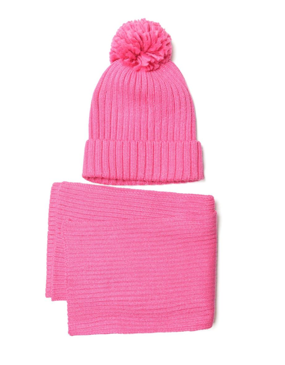 Girls Pom Pom Hat and Scarf Set