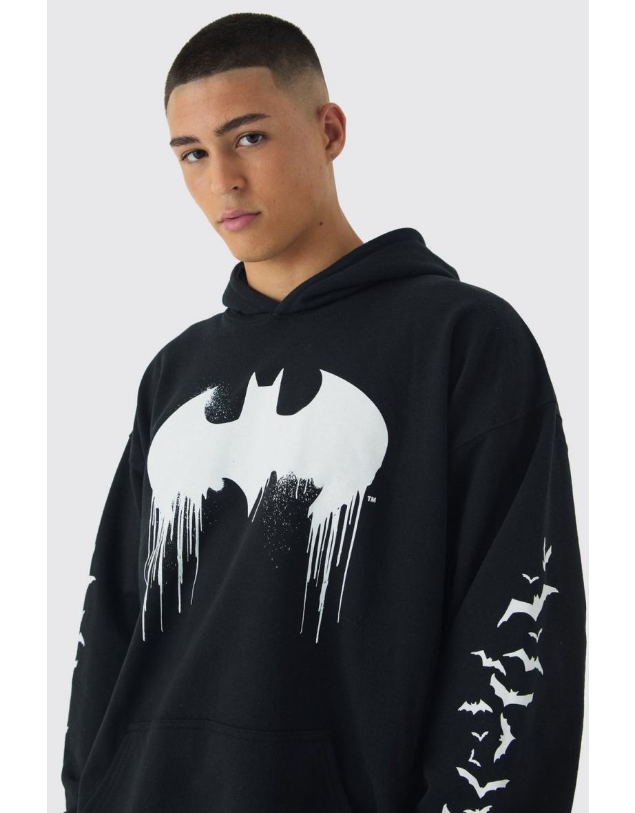 Oversized Batman License Multi Print Hoodie - black - 2
