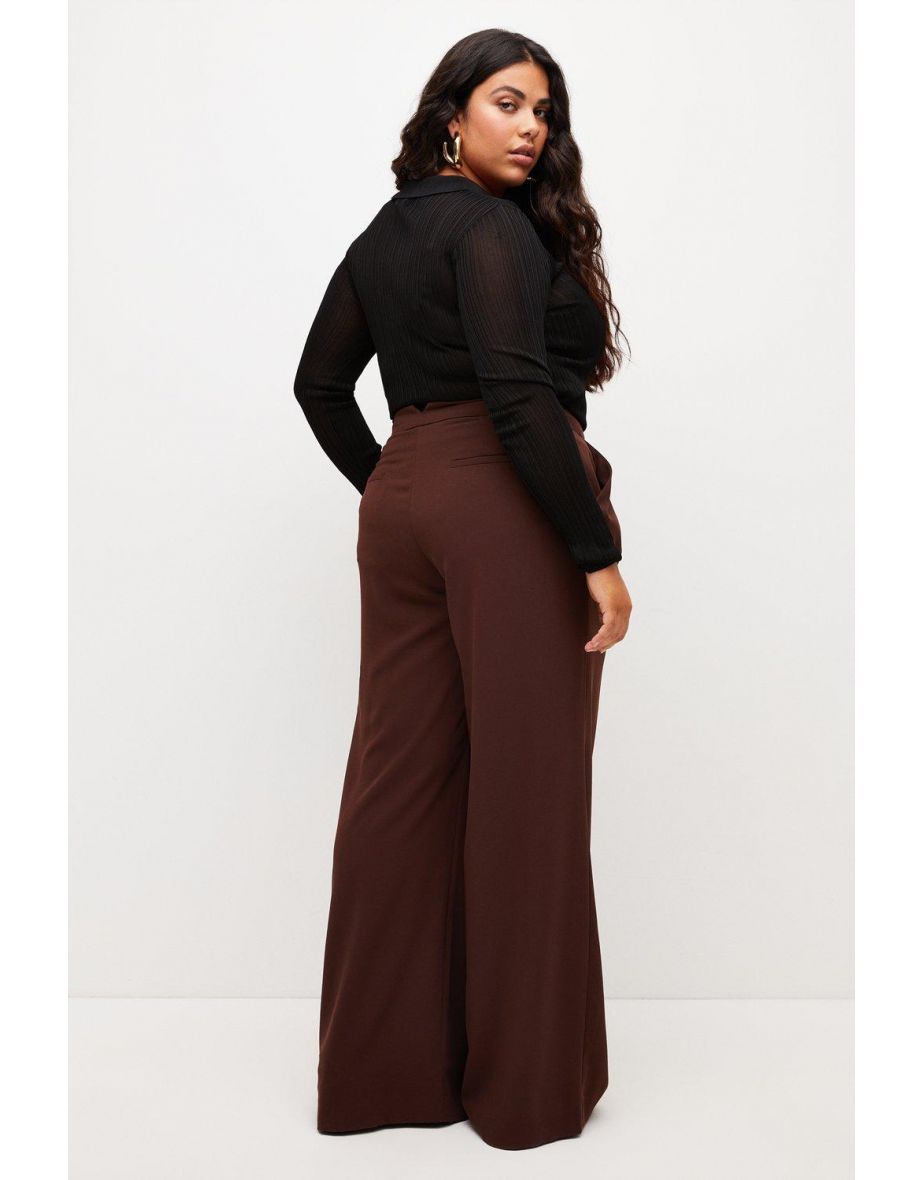 Plus Size Soft Twill Oversized Wide Trousers - 2