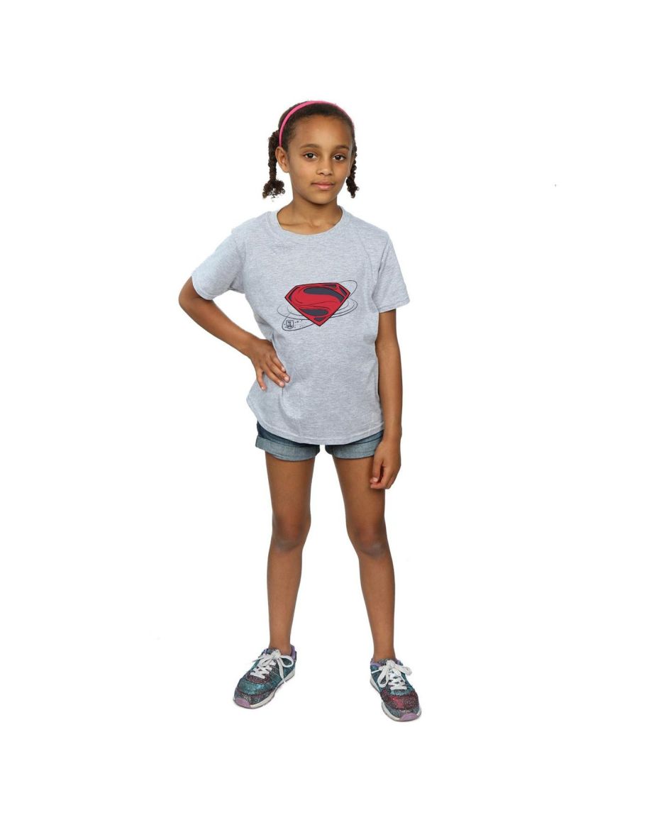 DC Comics Girls Justice League Movie Superman Logo Cotton T-Shirt - Sports Grey - 3