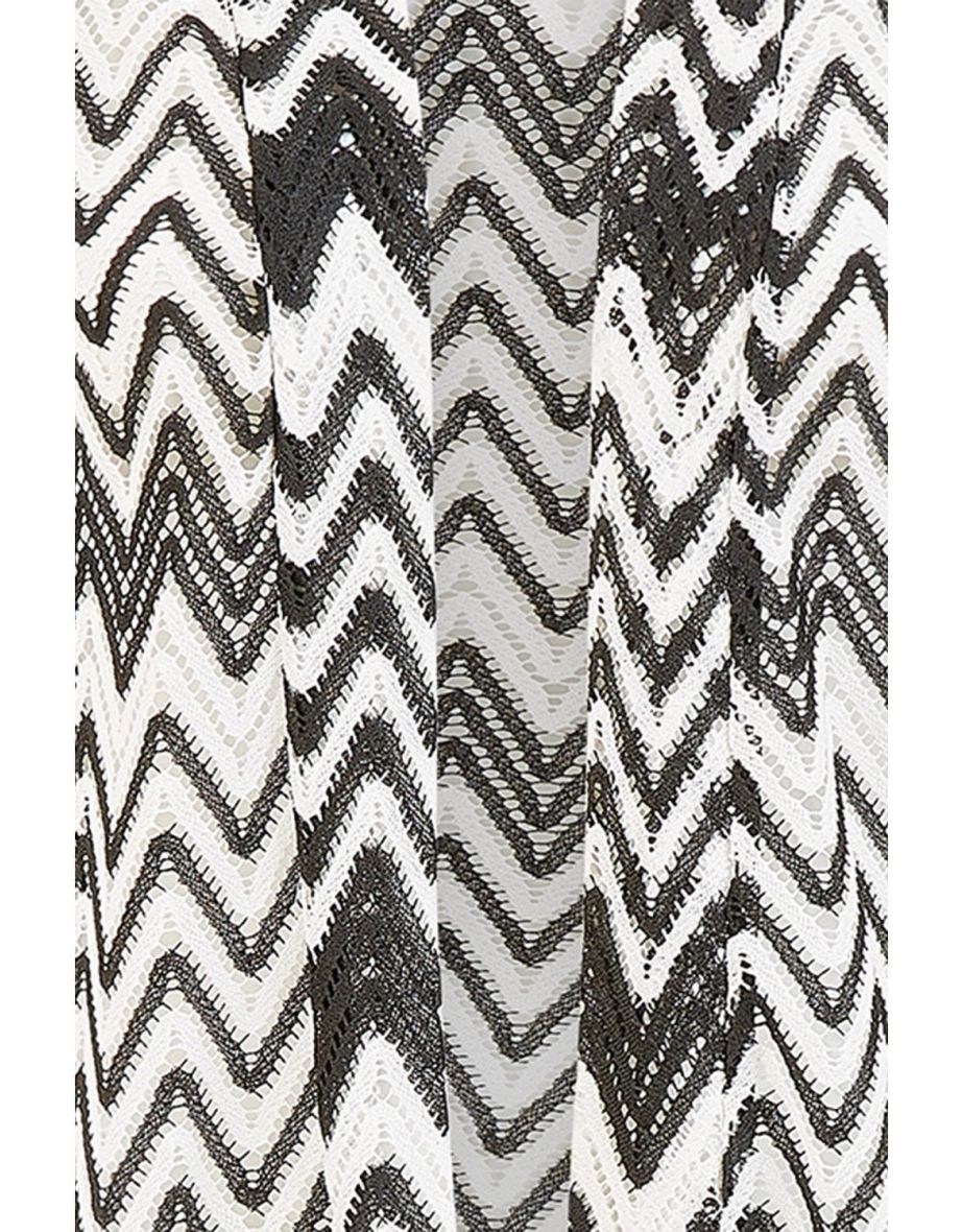 Yumi Black Zig Zag Crochet Long Knitted Kimono - 5