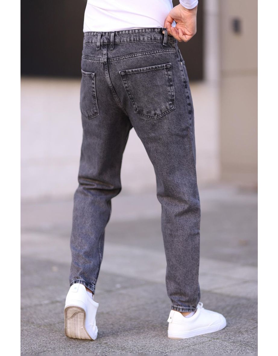 Gray Mens Boyfriend Jeans Denim Pants - 4