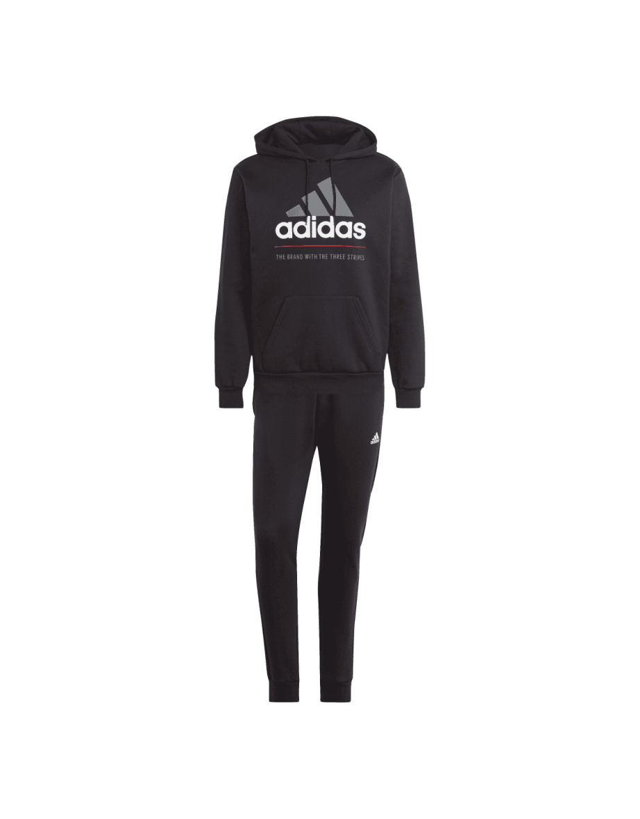 Men's adidas Fleece Hooded Tracksuit in Black