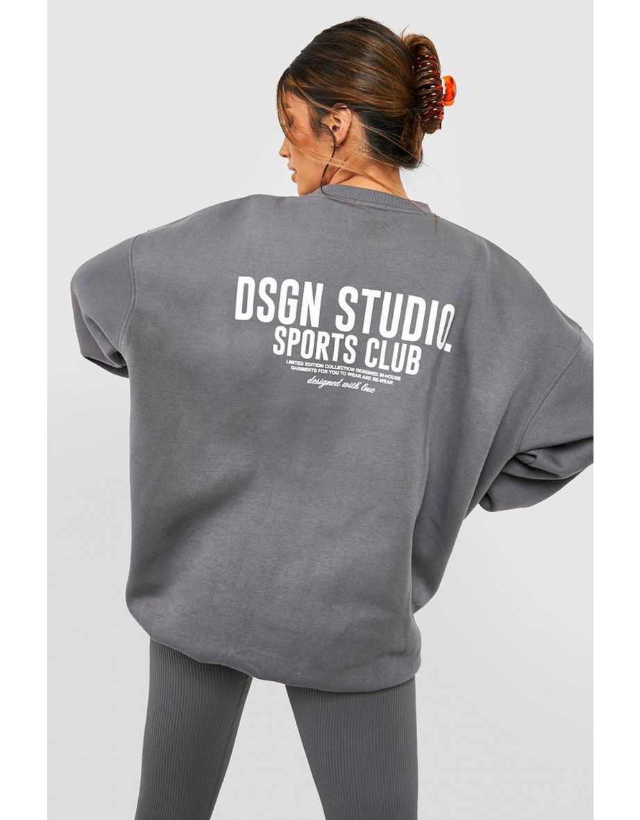 Sports Club Slogan Oversized Sweatshirt