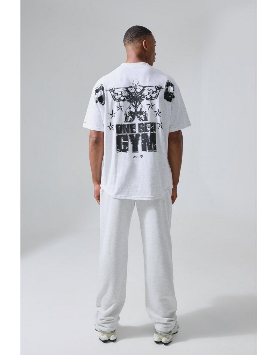 Man Active X Og Gym Oversized Xxl Back Print T-shirt - grey marl - 2