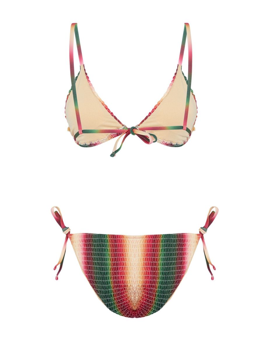 Gradient Patterned Triangle Bikini Brazilian Bikini Set - 6