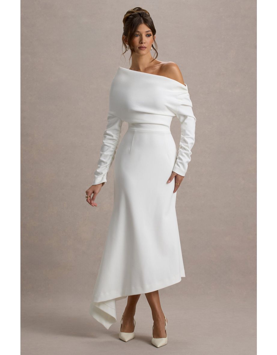 Lou | White One-Shoulder Asymmetric Maxi Dress