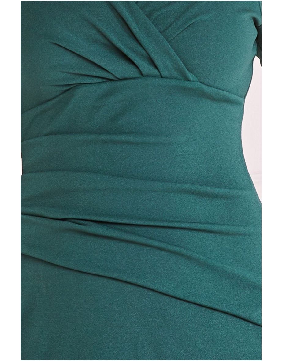 Goddiva Pleated Front Wrap Scuba Maxi - 3
