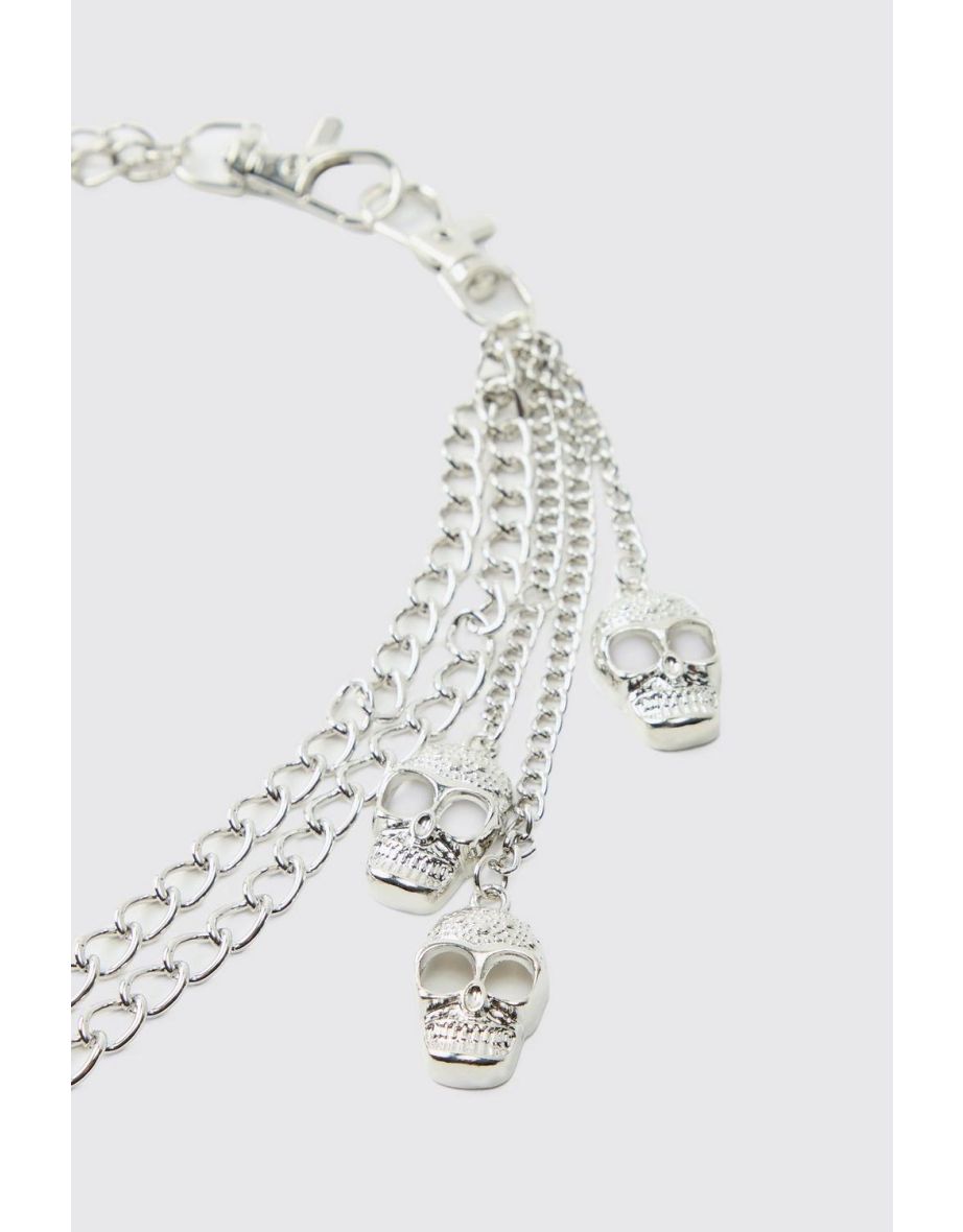Multi Skull Jean Chain - silver - 2