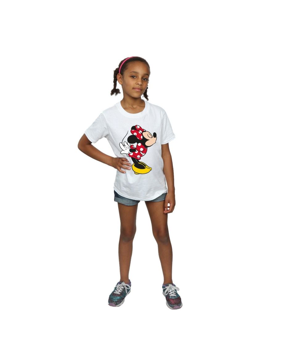 Disney Girls Minnie Mouse Split Kiss Cotton T-Shirt - White