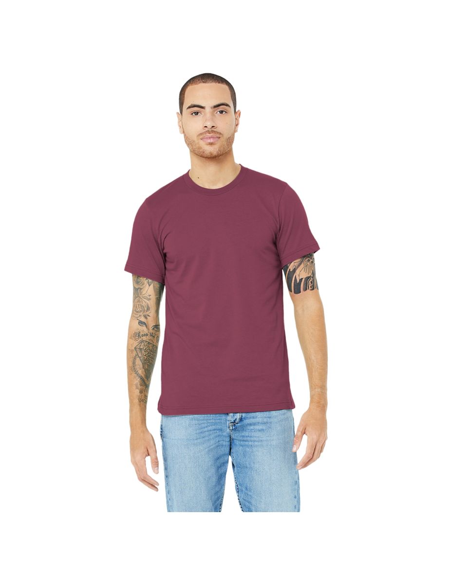 Canvas Unisex Jersey Crew Neck T-Shirt / Mens Short Sleeve T-Shirt - Maroon - 2