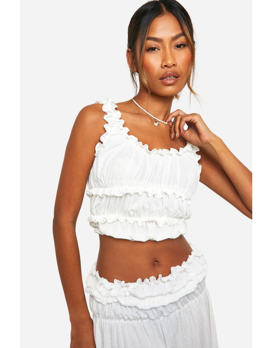 Onion Skin Ruched  Top - white