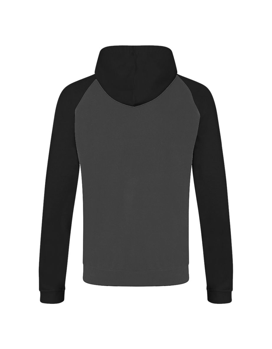 Awdis Just Hoods Adults Unisex Two Tone Hooded Baseball Sweatshirt/Hoodie - Charcoal/Jet Black - 1