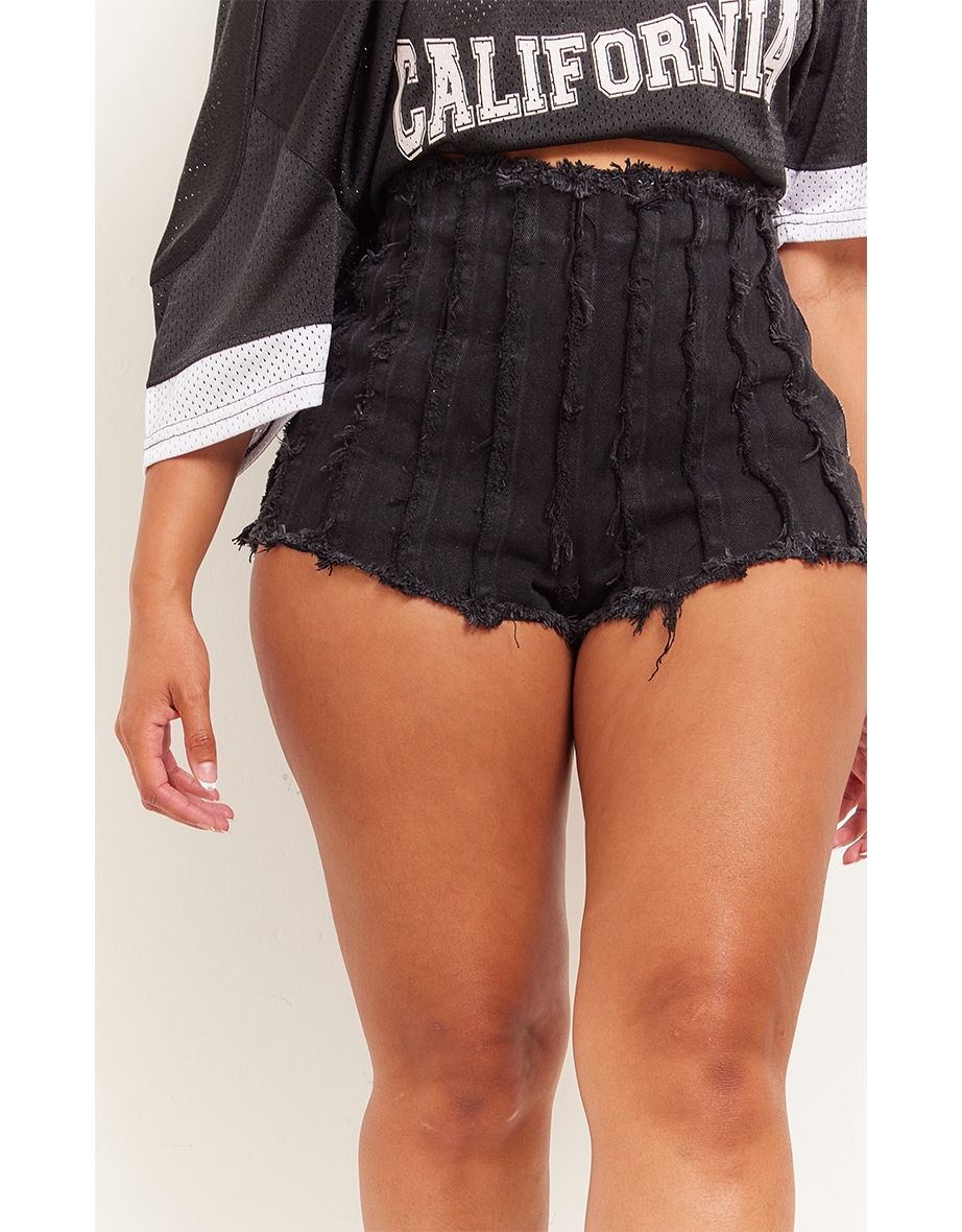 Shape Black Denim Seam Detail Shorts - 4