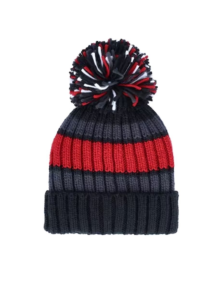 Beechfield Hygge Striped Beanie - Black Cherry