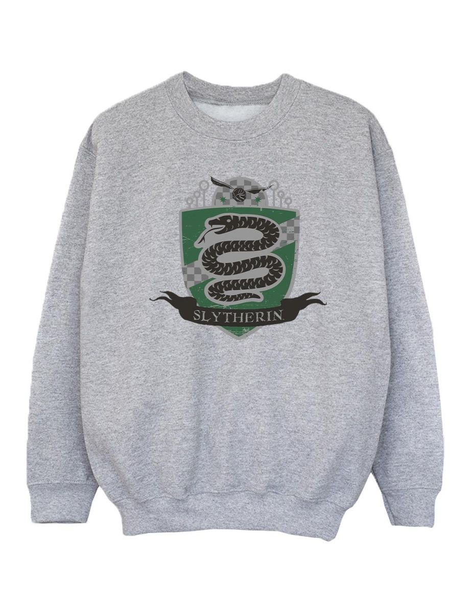 Harry Potter Girls Slytherin Chest Badge Sweatshirt - Sports Grey