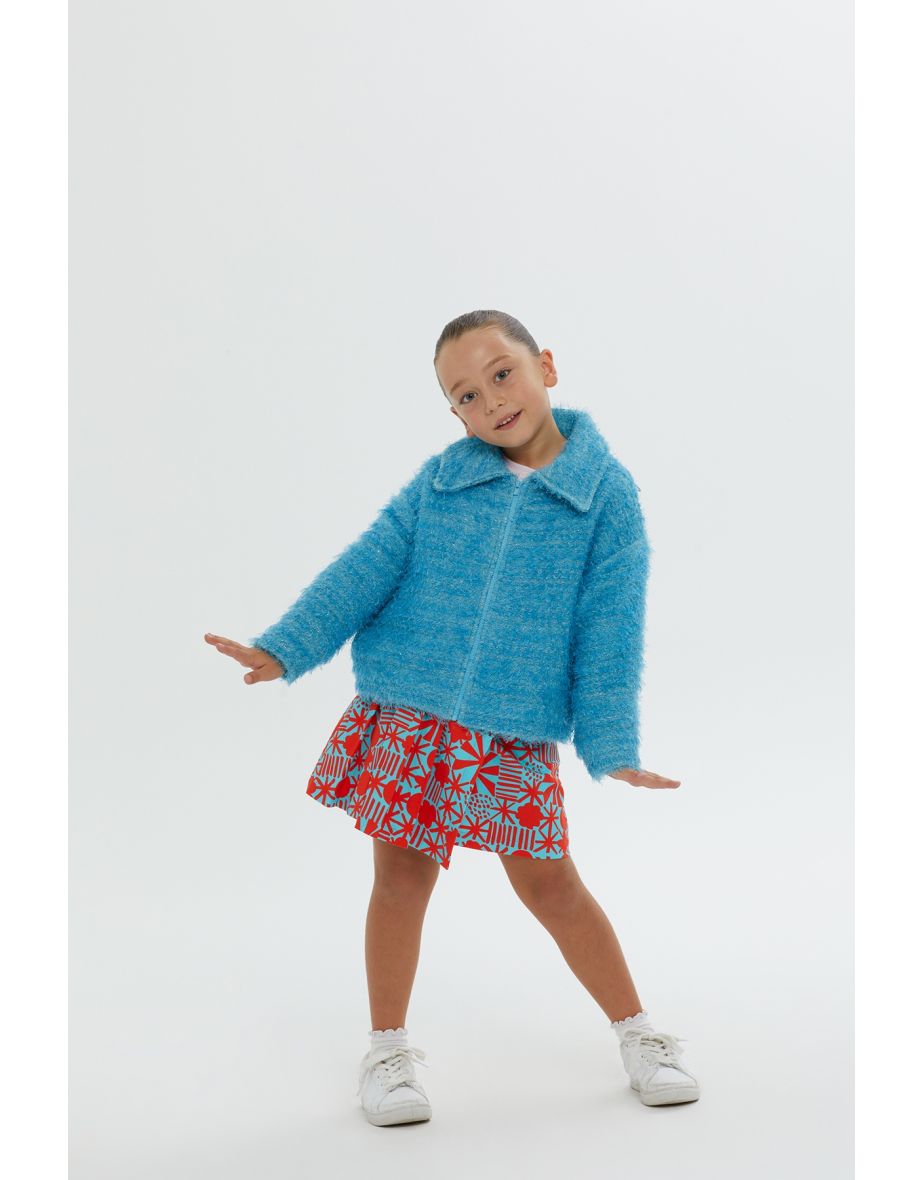 Blazer Collared Drop Shoulder Lined Blue Girl Jacket
