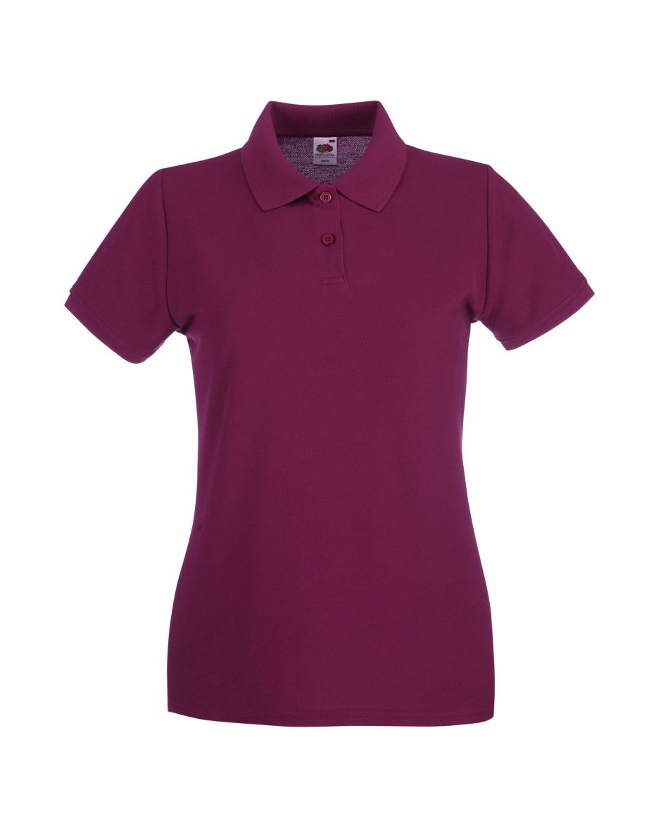 Fruit Of The Loom Ladies Lady-Fit Premium Short Sleeve Polo Shirt - Burgundy