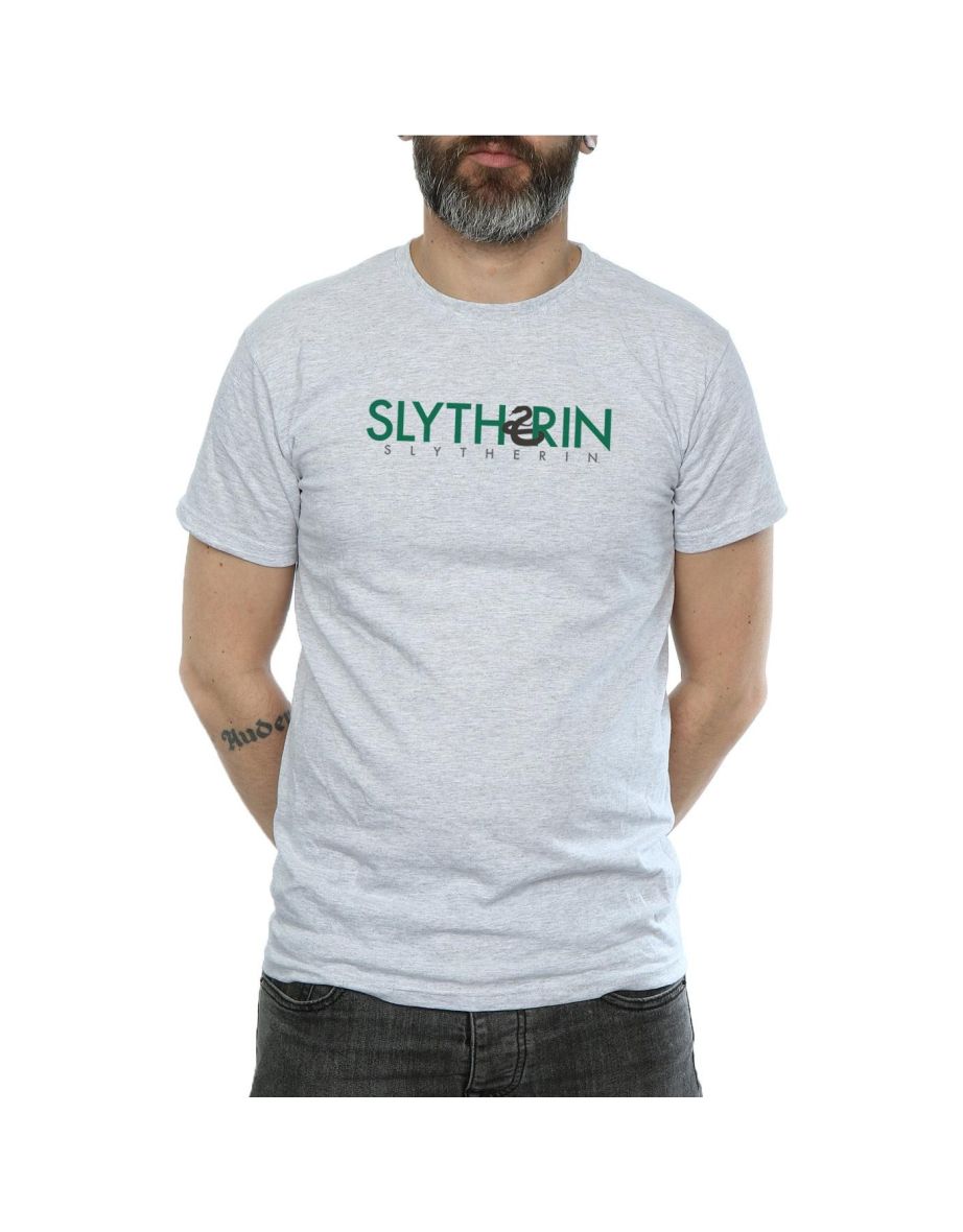 Harry Potter Mens Slytherin Text T-Shirt - Sports Grey - 3