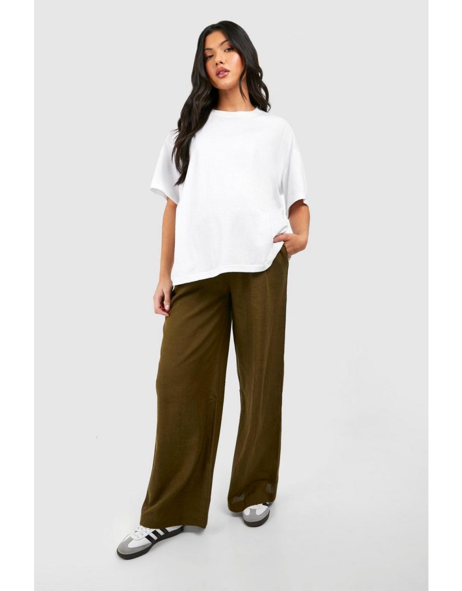 Maternity Linen Culotte Trouser - light khaki
