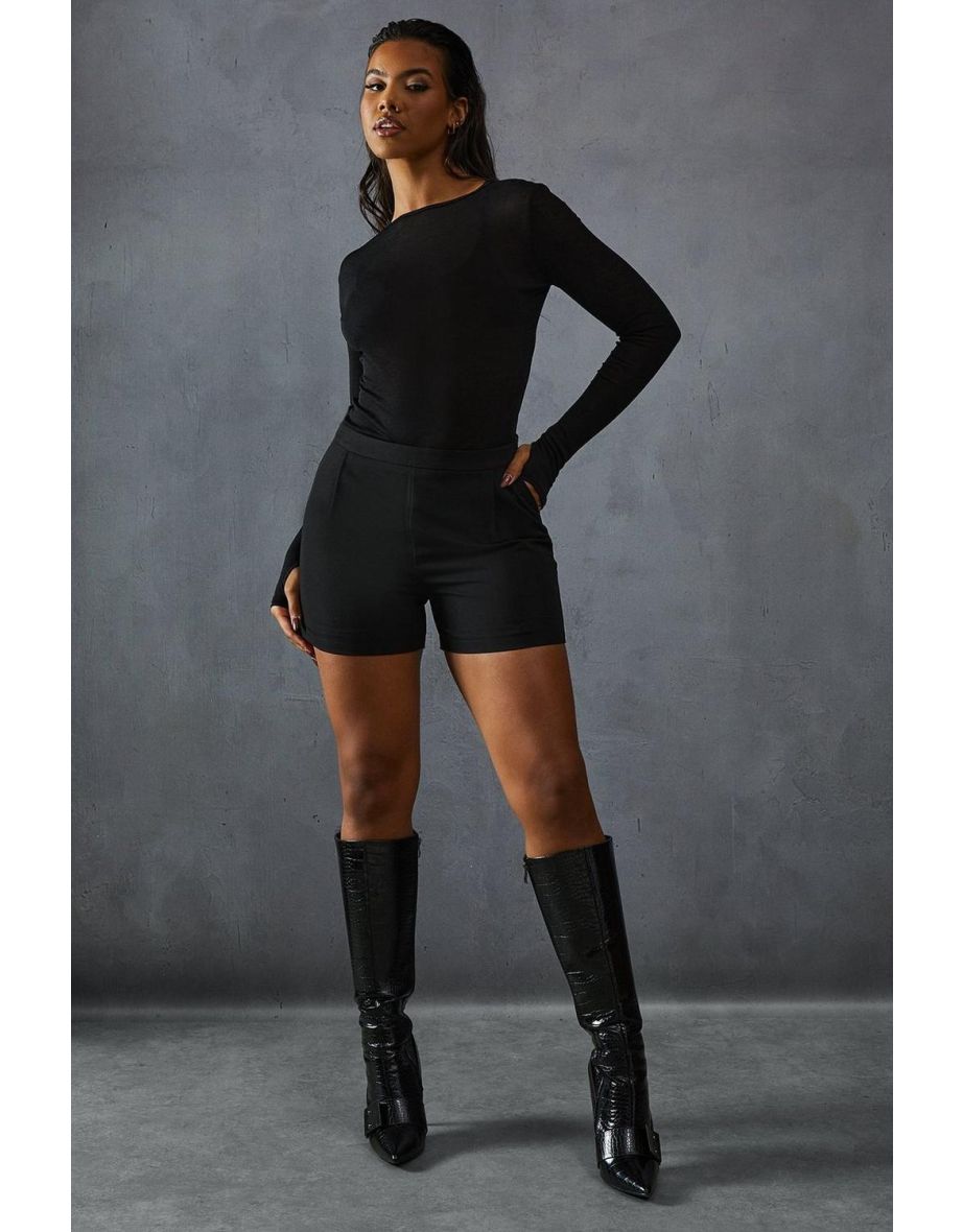 Tailored High Waist Pleat Detail Shorts