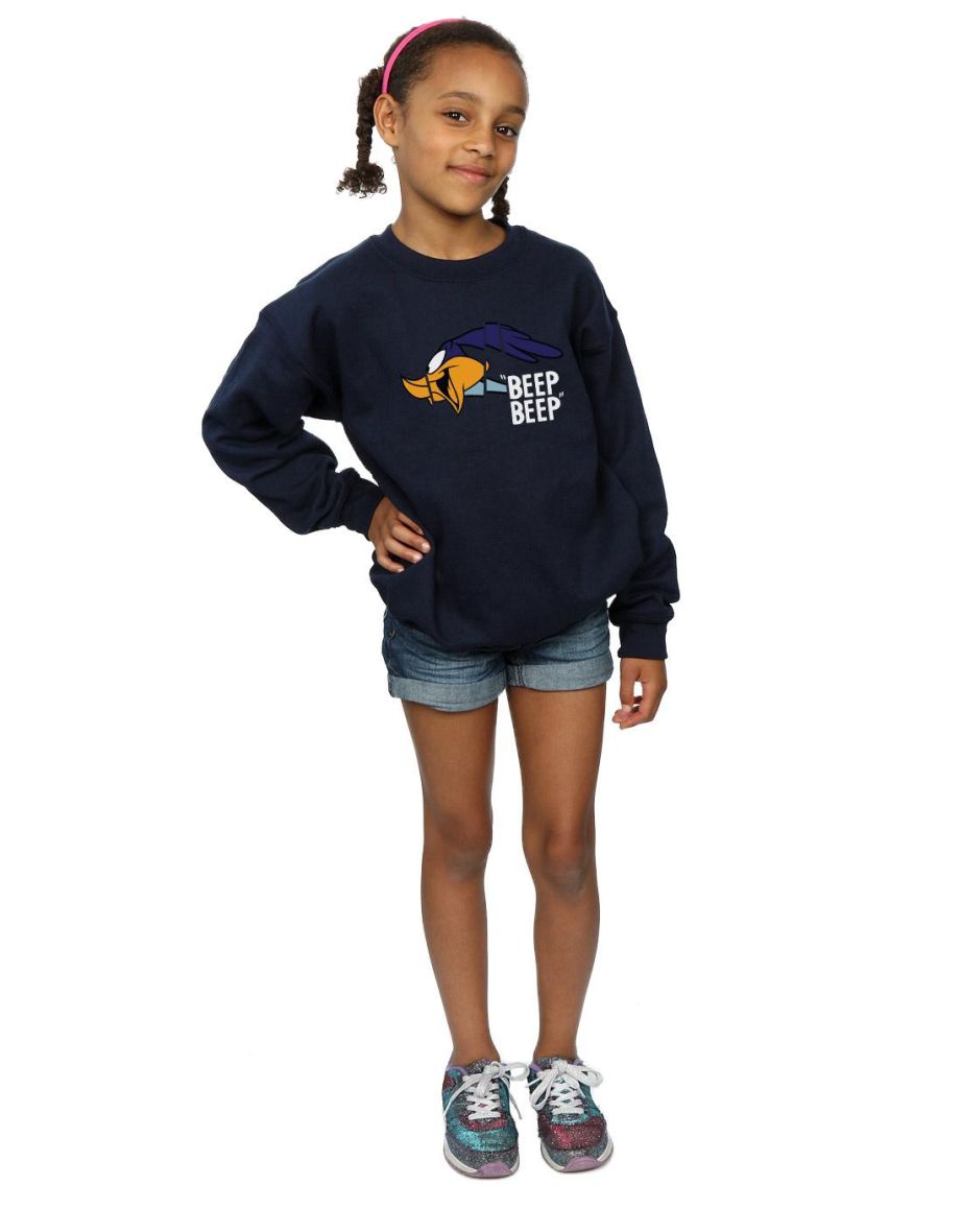 Looney Tunes Girls Road Runner Beep Beep Sweatshirt - Navy Blue - 3