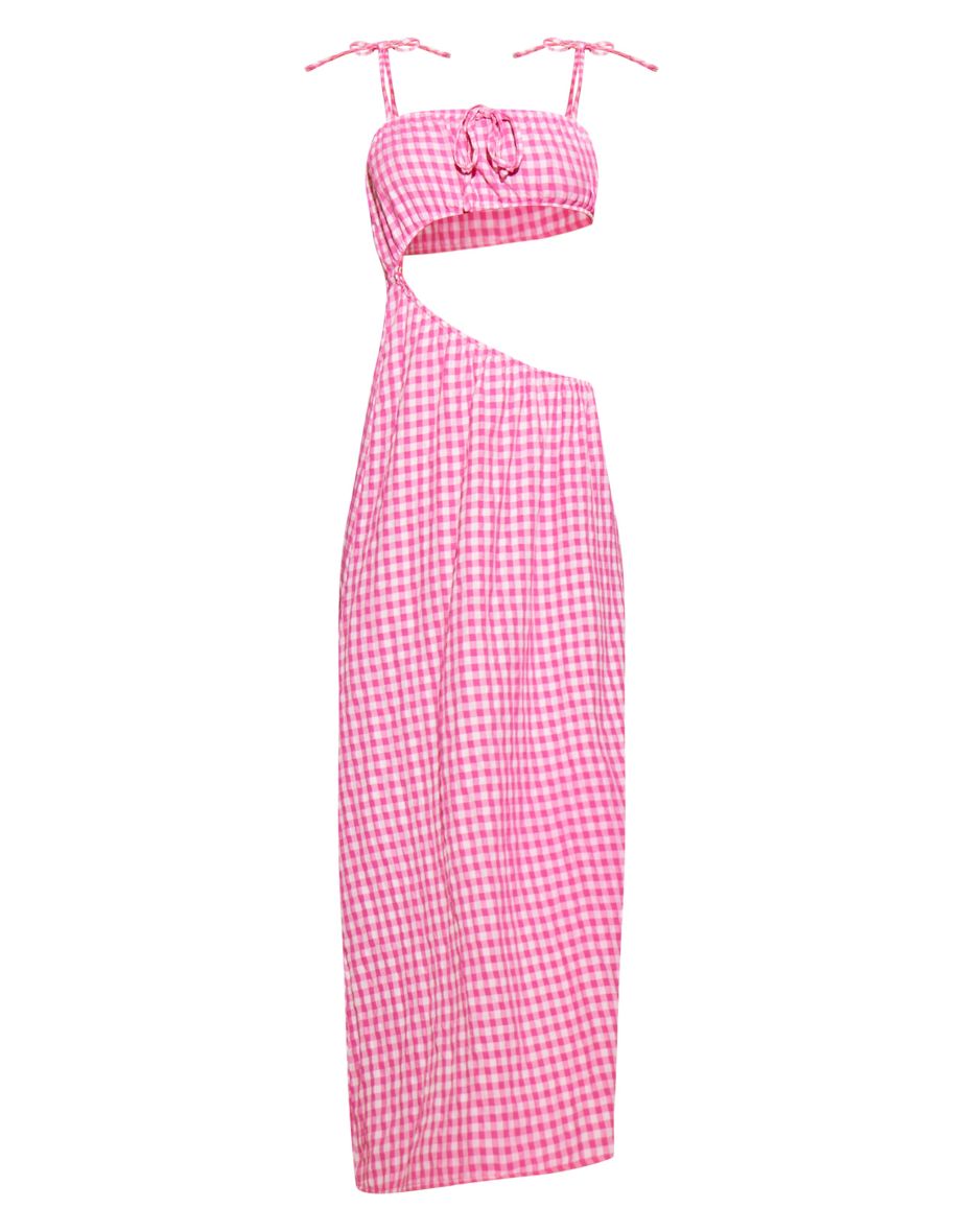Pink Gingham Cut Out Maxi Dress - 2