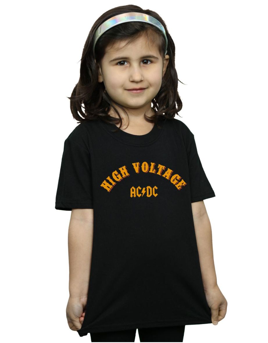 AC/DC Girls High Voltage Collegiate Cotton T-Shirt - Black