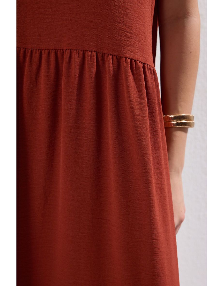 Tile Straight Cut Midi Woven Woven Dress - 10