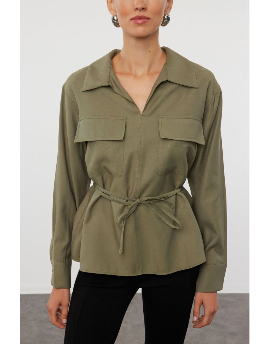 Khaki Belted Shirt - 6