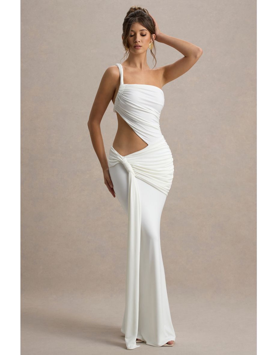Giovanna | White Asymmetric Maxi Dress With Wrap Skirt