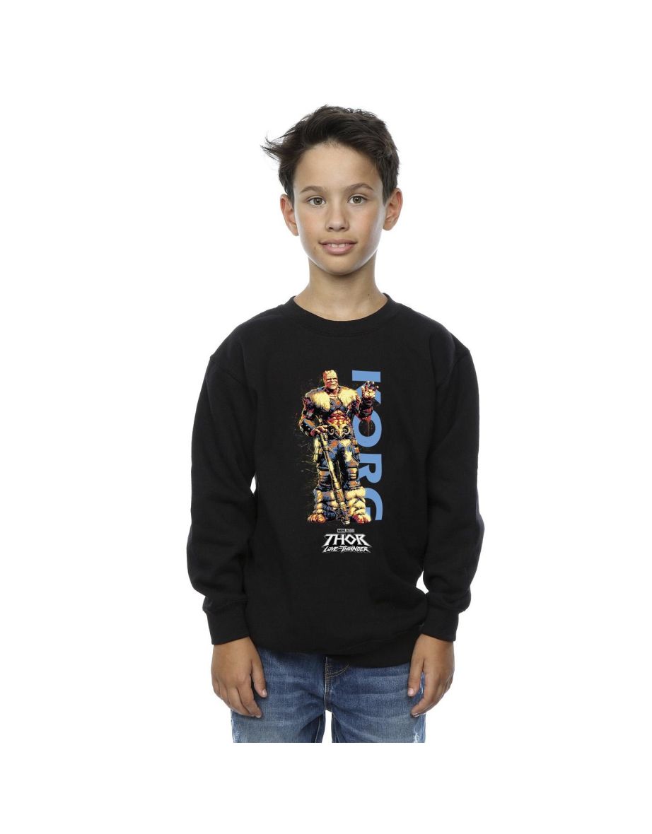 Marvel Boys Thor Love And Thunder Korg Wave Sweatshirt - Black
