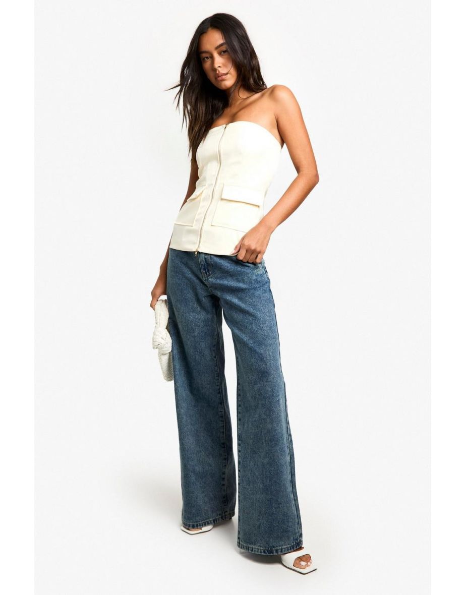 Longline Zip Front Tailored Bandeau Top