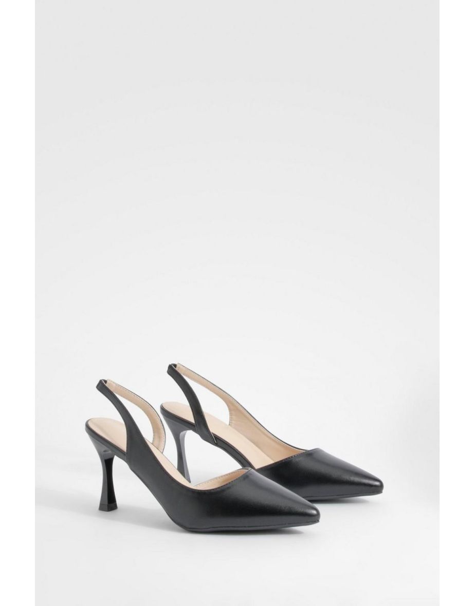 Asymmetric Slingback Court Heels - black