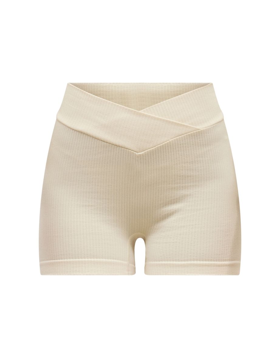 Cream Seamless Strappy V Front Gym Shorts - 5