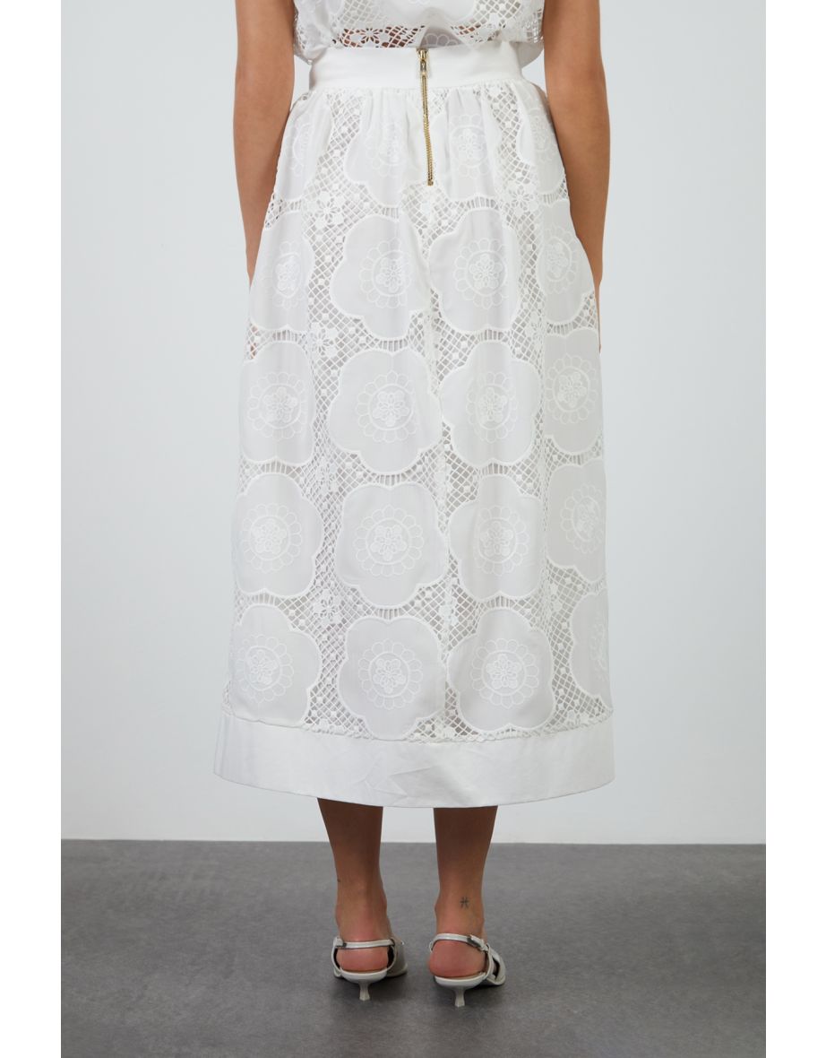 Inner Lined Lace White Skirt - 4