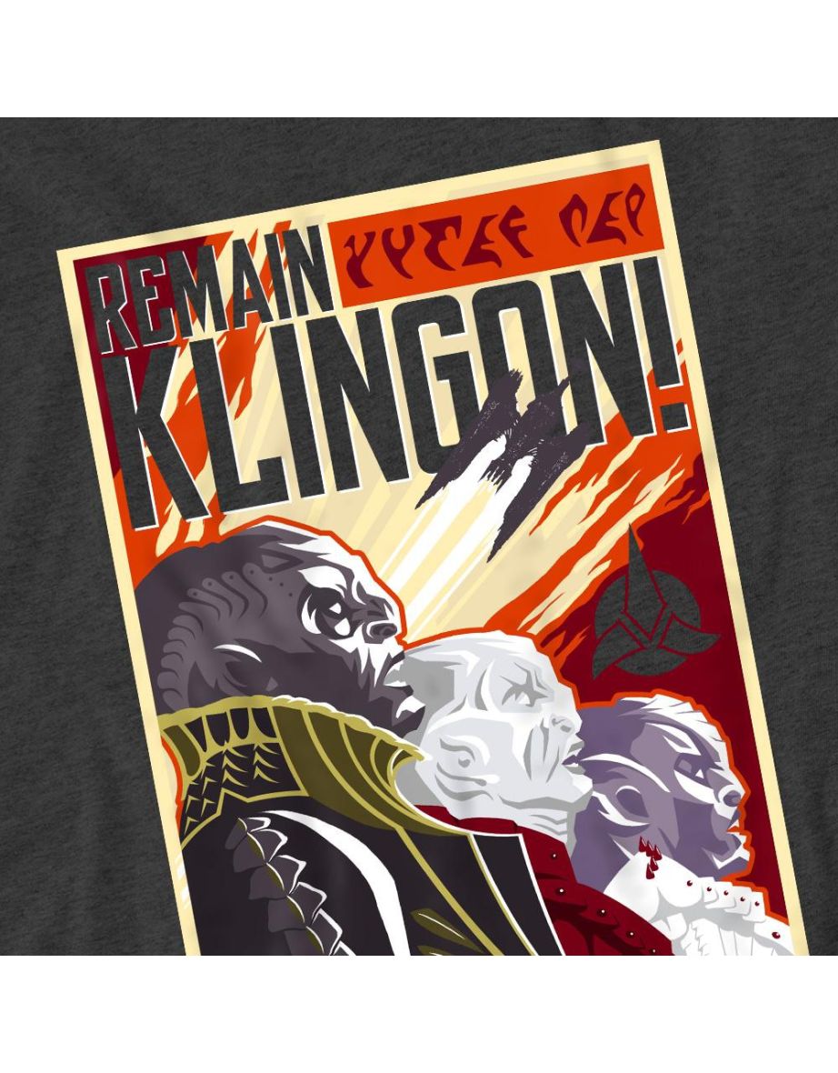 Star Trek: Discovery Unisex Adult Remain Klingon Poster T-Shirt - Charcoal - 3