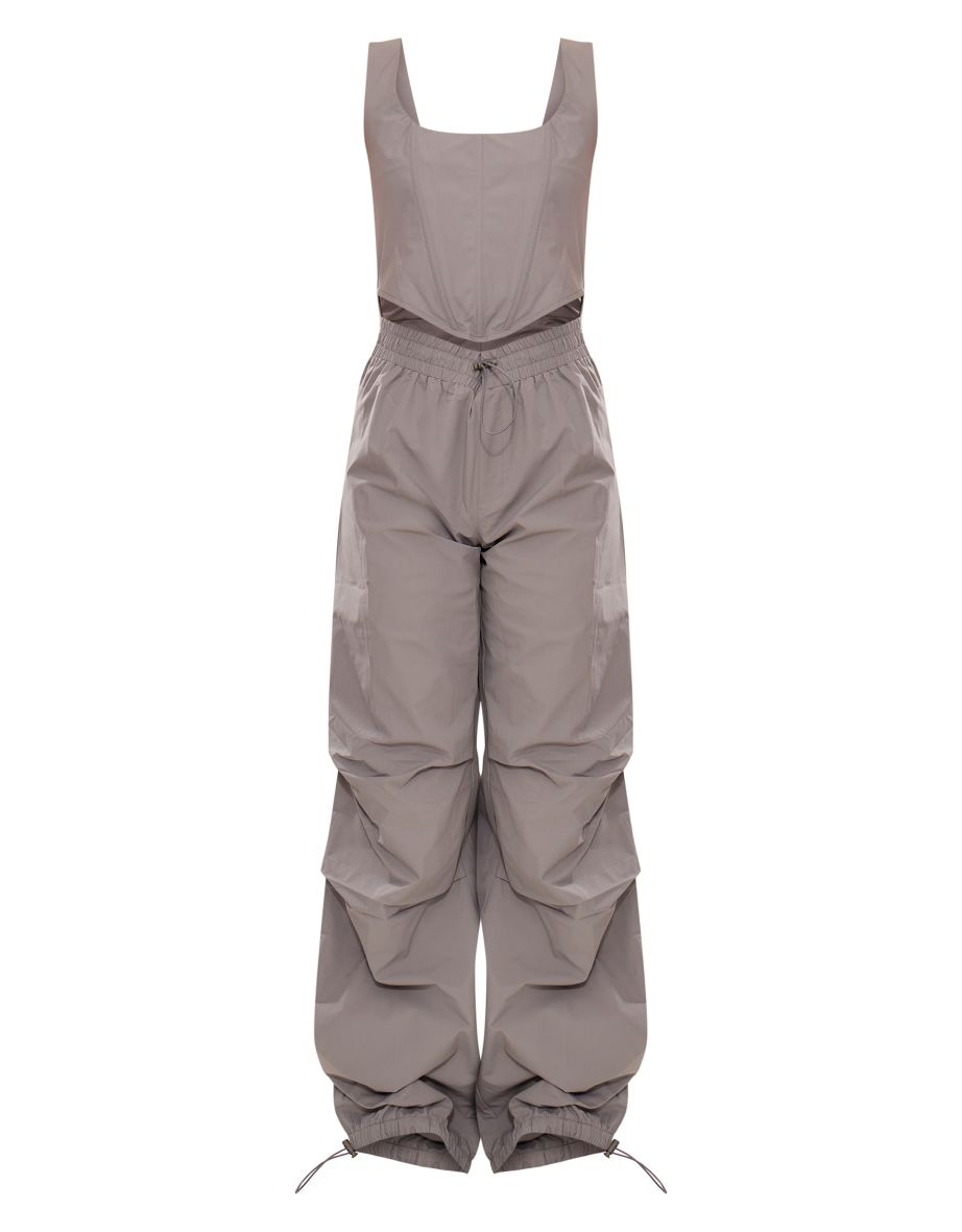 Charcoal Parachute Utility Corset Detail Jumpsuit - 4
