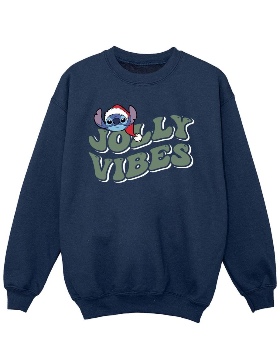 Disney Girls Lilo & Stitch Jolly Chilling Vibes Sweatshirt - Navy Blue