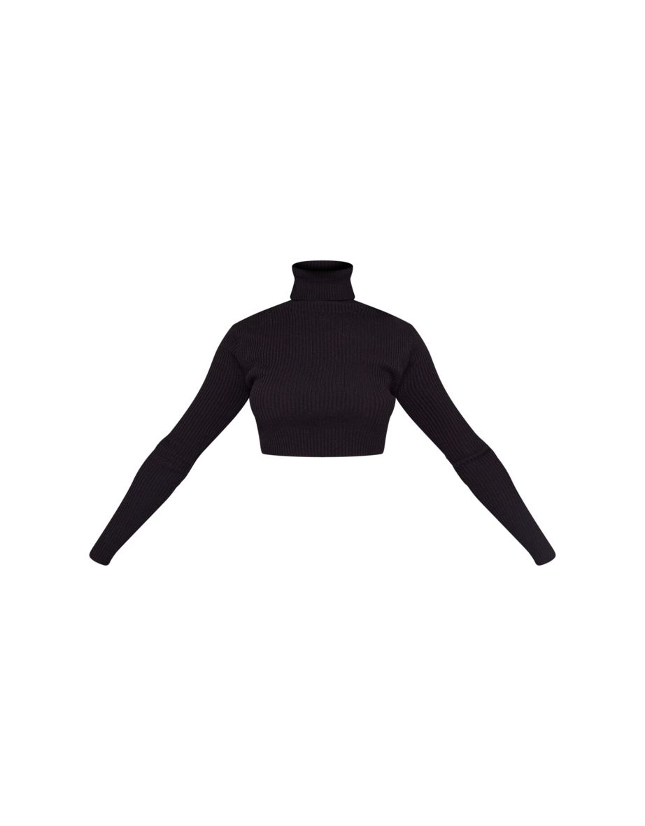 Petite Black Basic Knit Roll Neck Jumper - 4