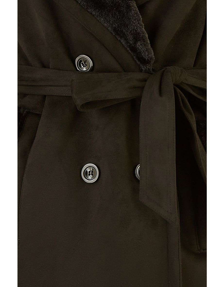 Yumi Black Trench Coat With Faux Fur Lining - 7