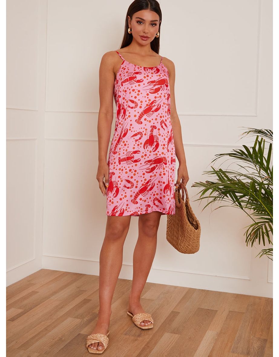 Cami Lobster Print Mini Dress in Pink - 4