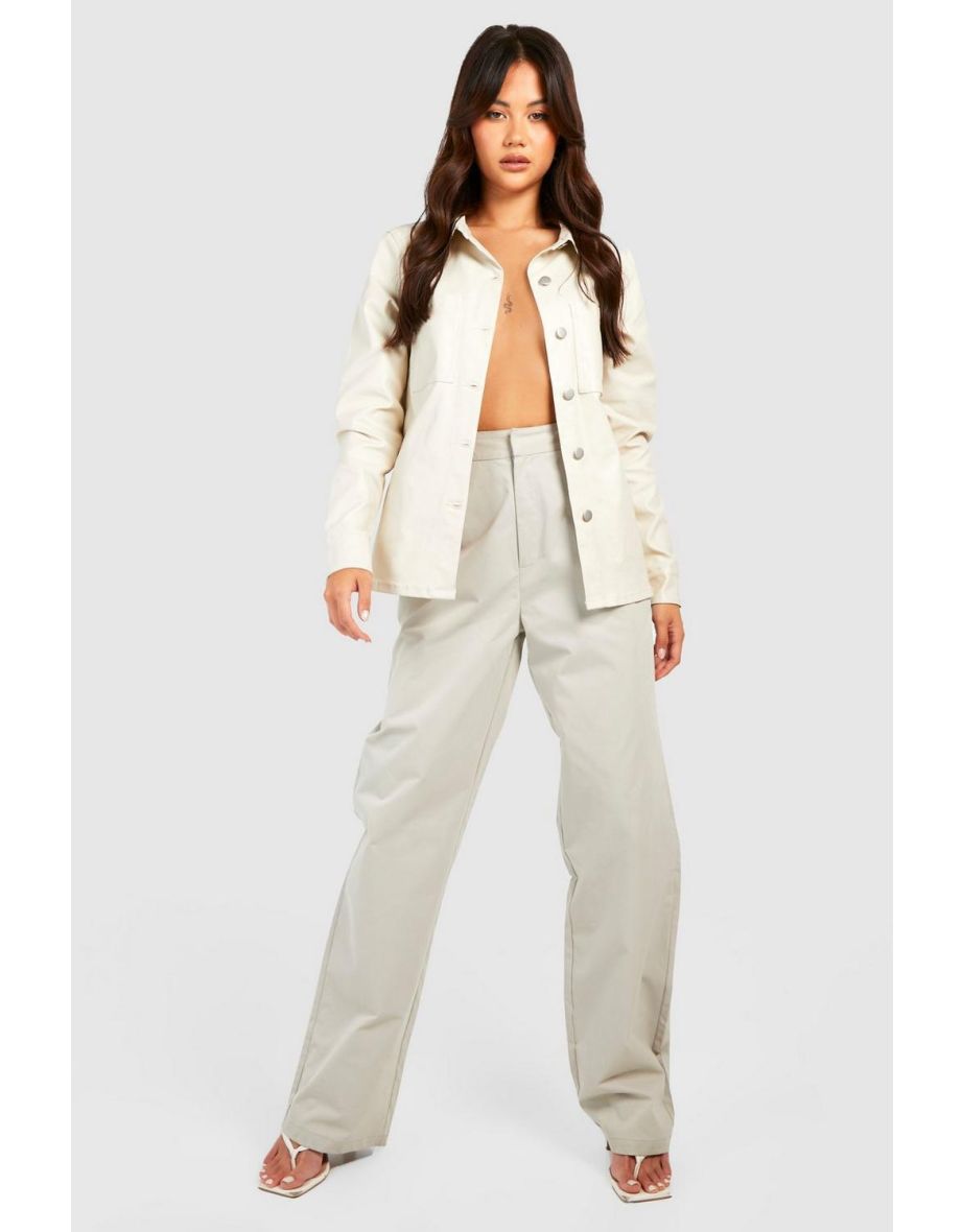Leather Look Denim Shacket - ecru
